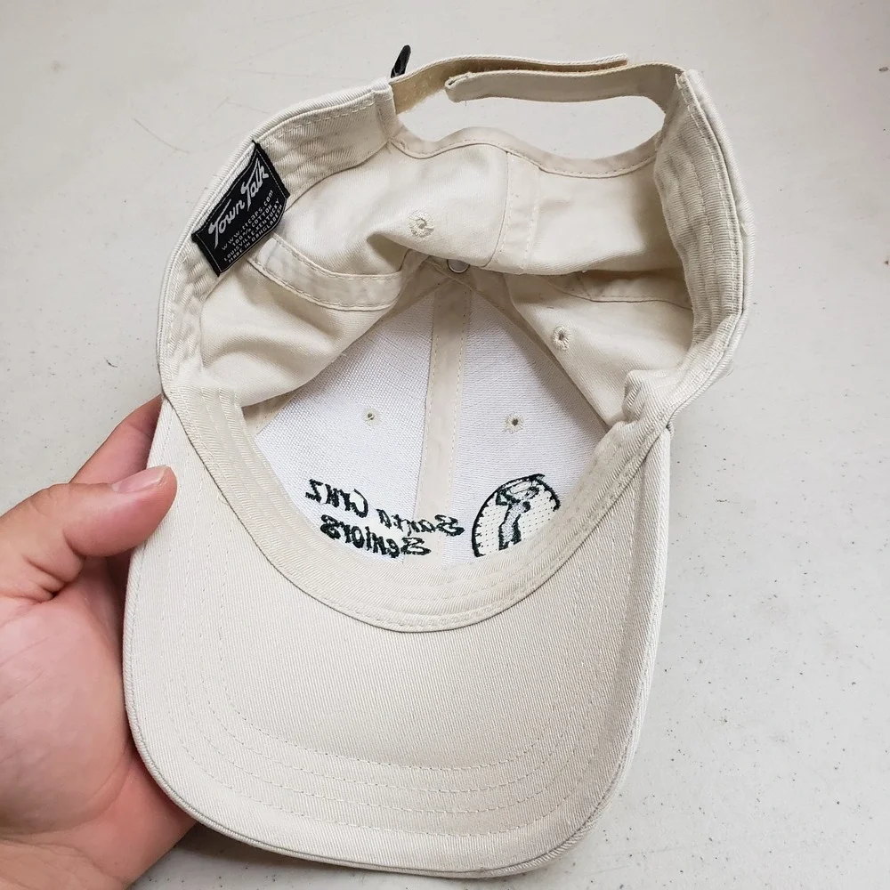 VINTAGE Santa Cruz Seniors Golf Hat Cap Mens Strap Back‎ Beige Golf Golfer *